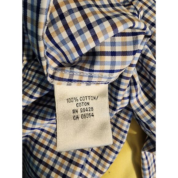 BUGATCHI Men's Blue Tan Long Sleeve Button Up Shirt Size L Large - Picture 5 of 6